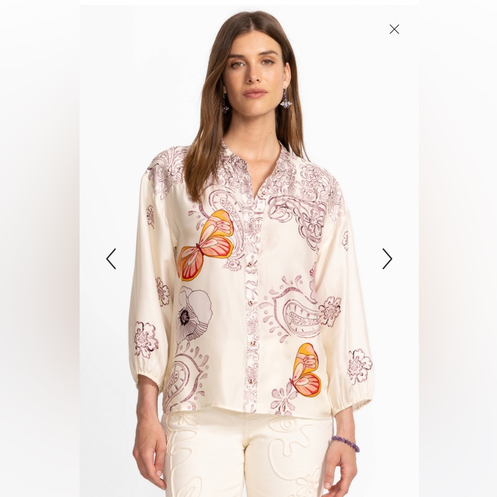 Johnny Was Jade Lucinda Button Down Shirt Rosabelia Floral Print Size Small NWT
